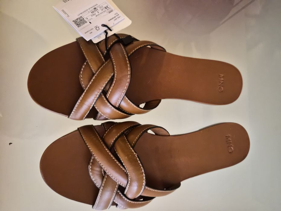 Дамски чехли от Манго/Mango, естествена кожа  38 размер