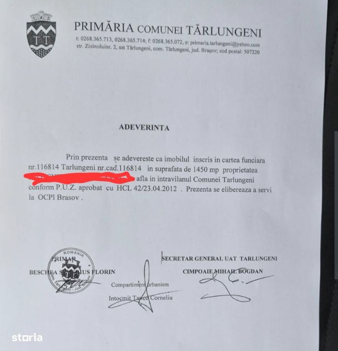 Teren intravilan 1450 mp, construibil Carpinis, zona de case
