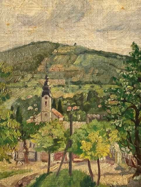 Tablou F, Foarte VECHI, ulei/panza, semnat. Dimens mari: 80x60cm+rama