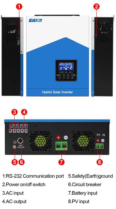 Invertor Solar Hybrid Easun SMH III, Putere 6.2KW, Sinus Pur