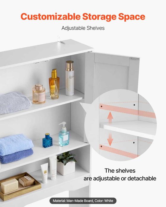 Dulap alb pentru baie deasupra toaletei VEVOR