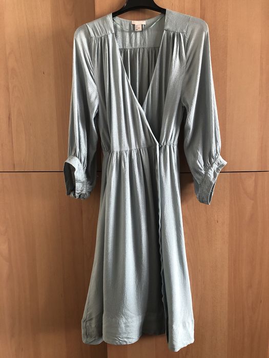 Rochie verde din matase si vascoza, marimea 36