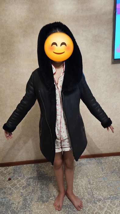 Кожаный теплый дубленка