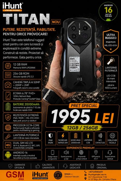 iHunt Titan Night Hunter, 12/256 GB, Sigilat, 2 ani garanție