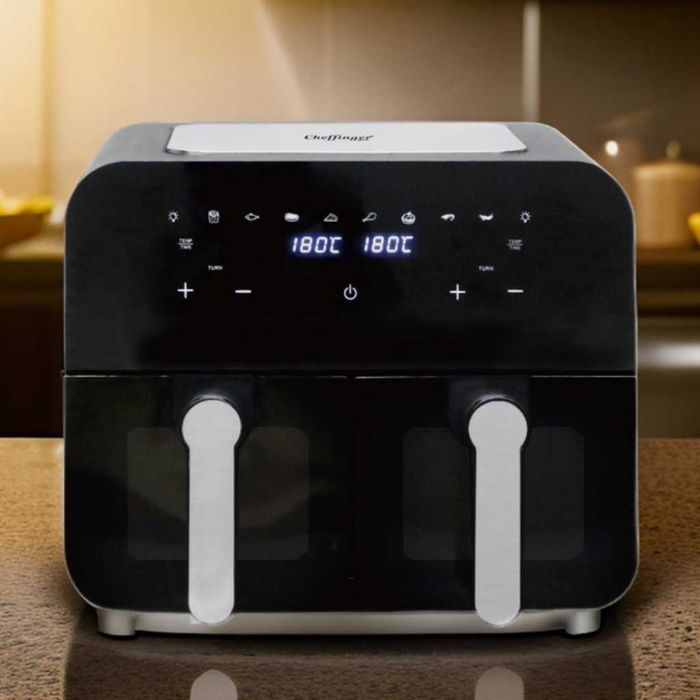 Двоен фритюрник с горещ въздух Cheffinger 9 л  с дигитален дисплей