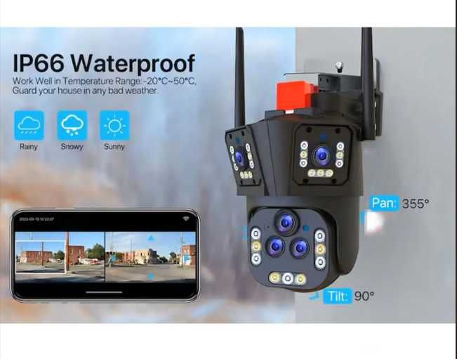 Camera Tripla de Supraveghere, Wireless, NV, Deterct Miscare Umana