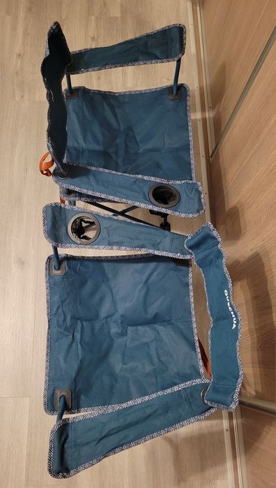 Set 2 scaune pliabile de camping cu cotieră și suport de pahar