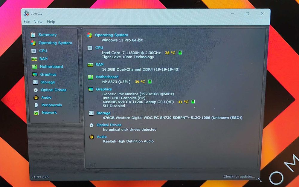 HP ZBook Studio 15 G8/Core i7-11800H/16GB RAM/512GB SSD/Quadro T1200