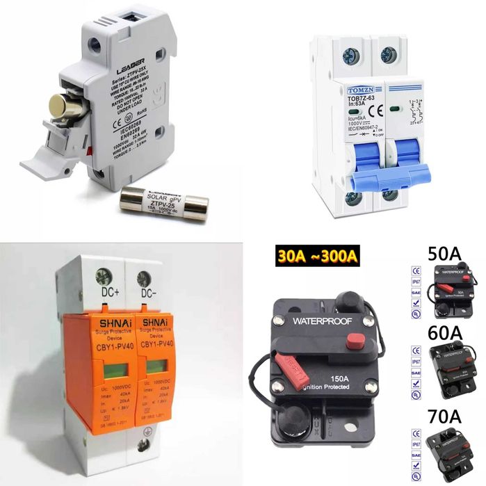 Protectii DC MCB Separator SPD Descarcator Siguranta baterie
