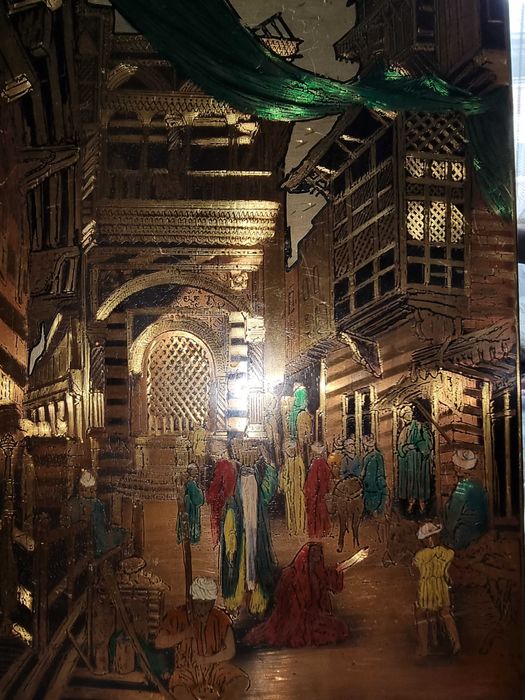 Стари египетски занаятчийски рамки от гравирана боядисана мед