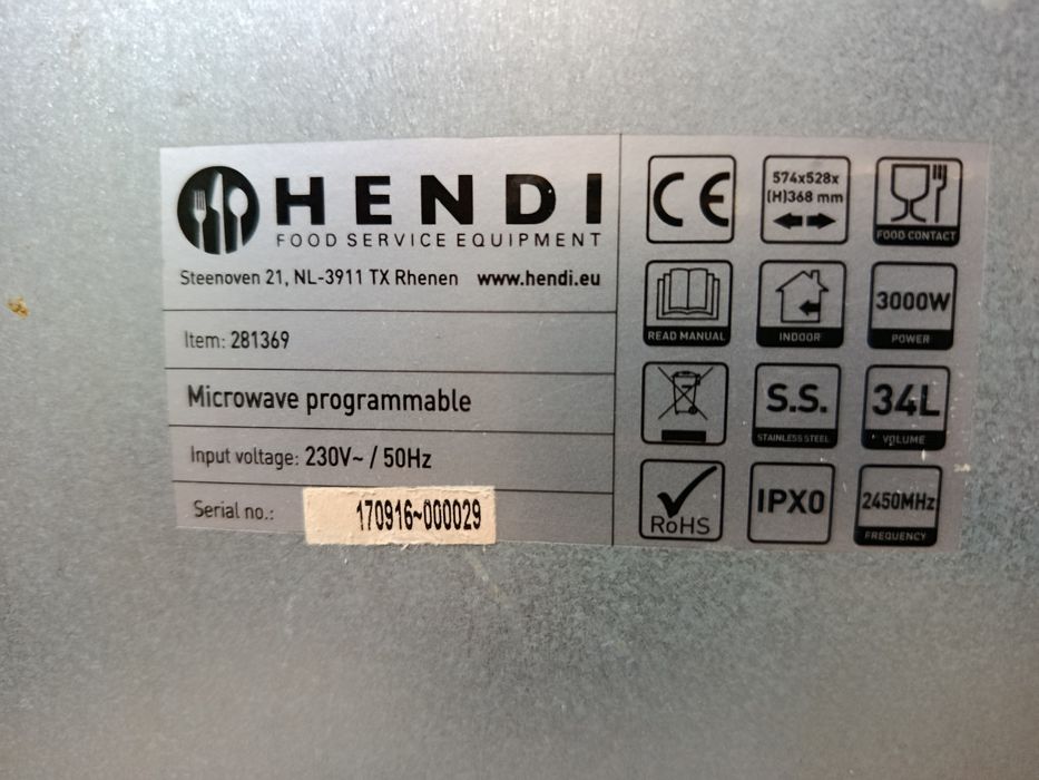 Cuptor microunde profesional HENDI 34L 3000W - FUNCȚIONAL