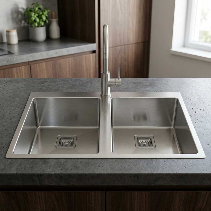 Nerjaveyka Мойка для кухни 2 талик (двойная) нержавейка Sergeli