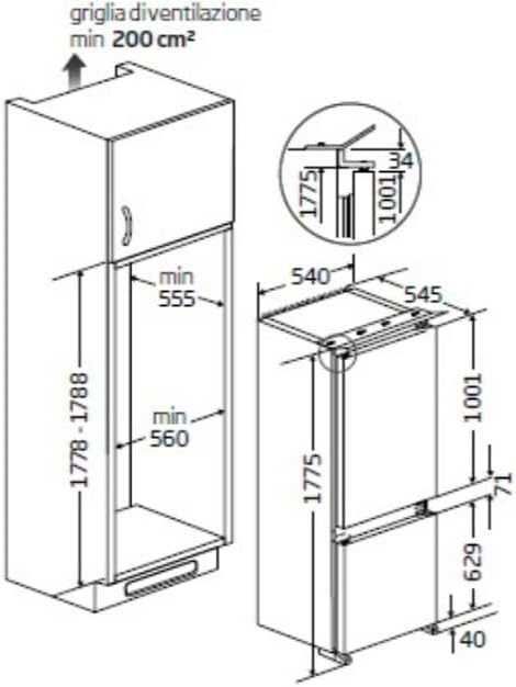 Нов хладилник с фризер за вграждане Beko 177 см