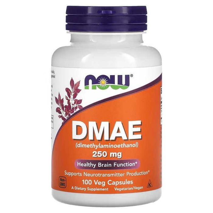 NOW Foods, ДМАЭ, 250 мг, 100 растительных капсул  (DMAE) ДМАЕ