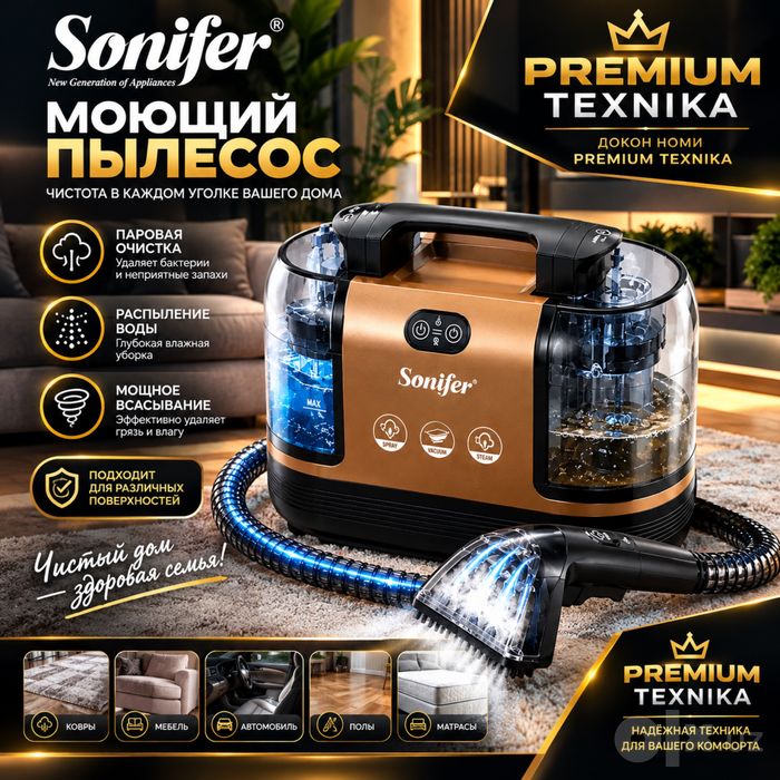 Моющий пылесос от Sonifer, для ковров и мягкой мебели, влажная уборка