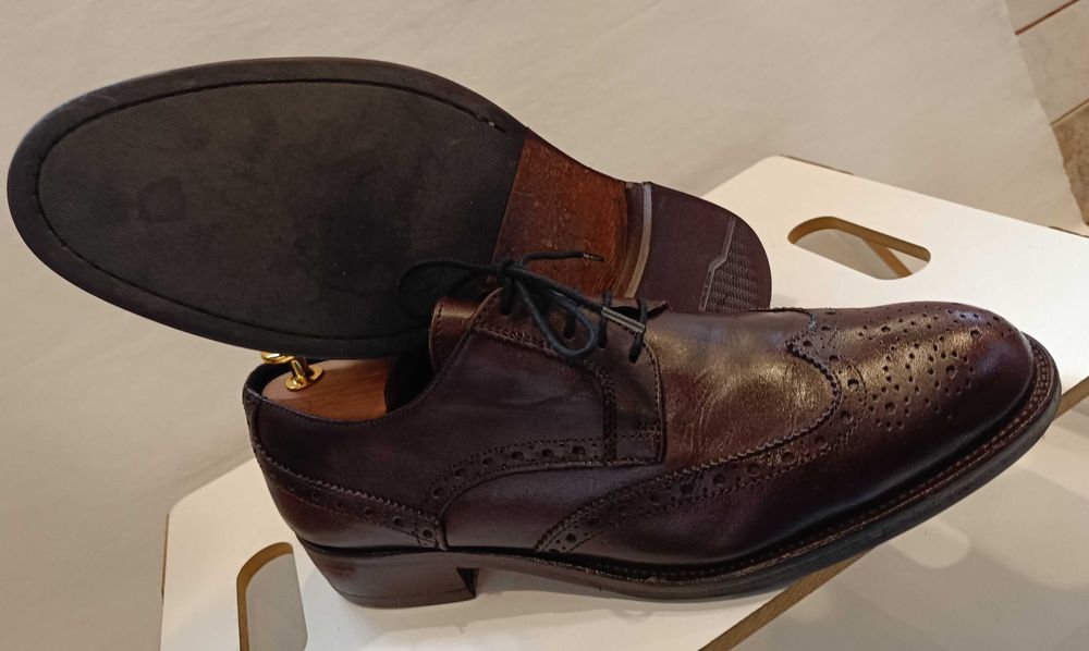 Pantofi derby brogue 42.5 43 British Passport piele naturala moale G W