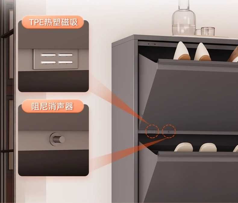 Тонкий металлический обувной шкаф/Шкаф за дверь для обуви