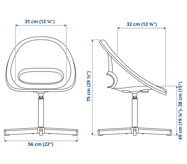 Scaun alb copii-  Ikea LOBERGET / SIBBEN
