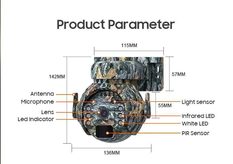 3MP 4G PTZ Охранителна Камера със слънчево захранване UBOX APP 360°