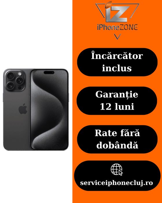 Magazin vinde iphone 15 pro max 256gb 91% garantie