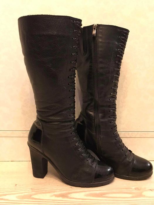 Дамски ботуши черни, естествена кожа