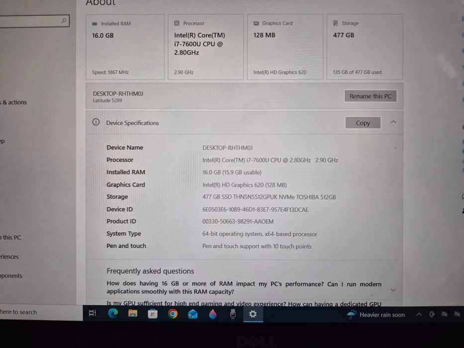 Laptop DELL Latitude 5289 2in1 (poate fi folosit si ca tableta)