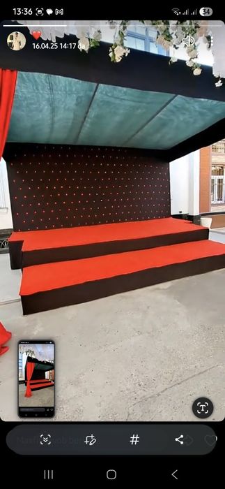 To‘ylar kelin kuyov kuzatish va xar xil tadbirlar uchun  saxna