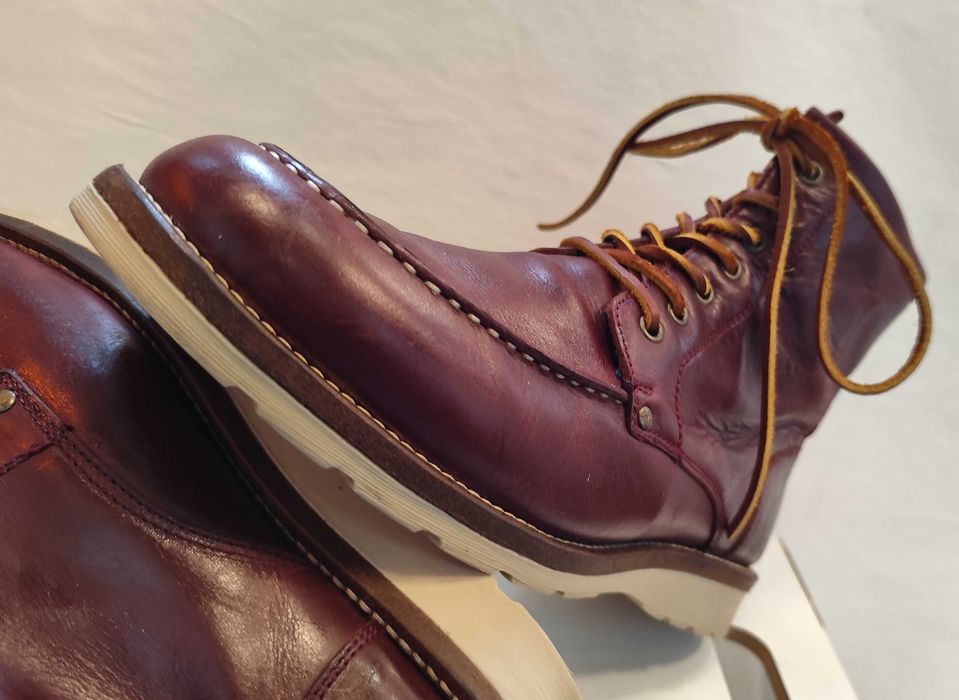 Ghete lace up 42 42.5 moc toe SIGN piele naturala moale burgundy