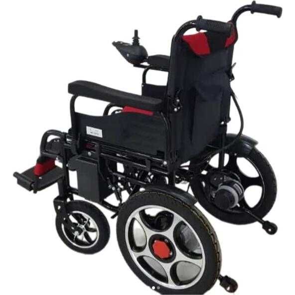 Scaun cu rotile electric, pliabil, manere rabatabile Rosu JT 099