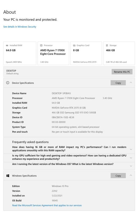 PC editare/gaming, 64GB RAM, Nvidia RTX 2070 8GB, SSD Samsung EVO, cu monitor Benq, 4K 10 bit, tastaura si mouse.