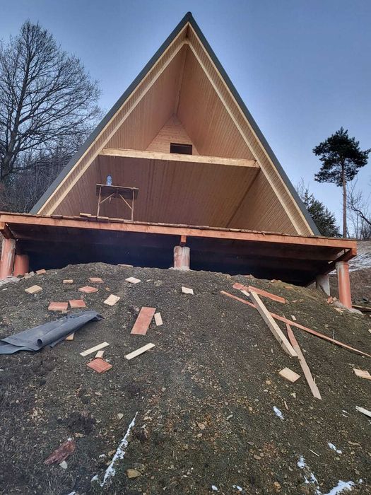Cabana stil A-Frame, Case, Foisoare si Terase din structura de lemn la comanda