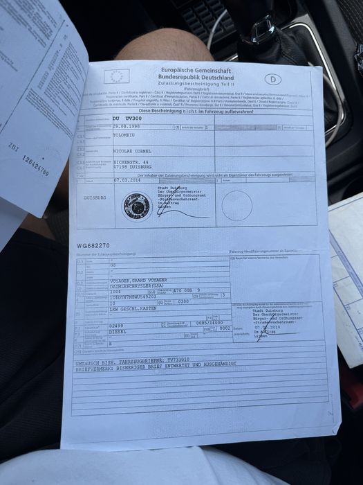 Vand acte masina pentru programul rabla