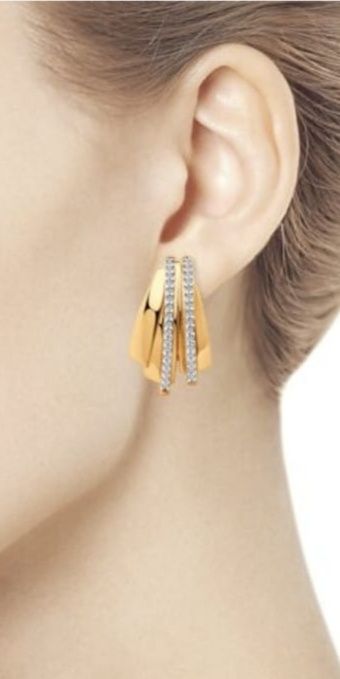 Серьги серебро с позолотой.