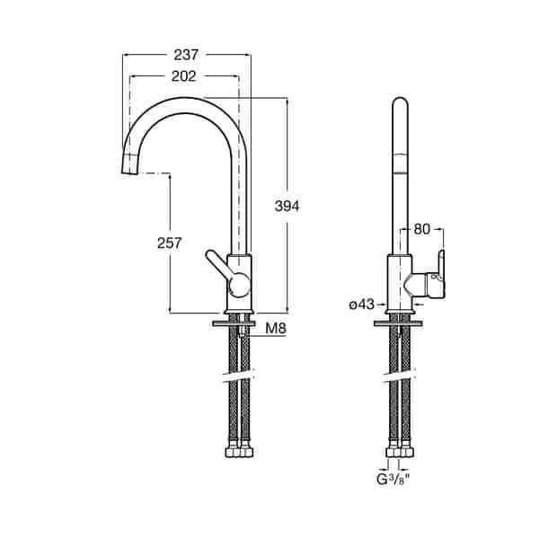 Кухненски смесител Roca Mencia хром