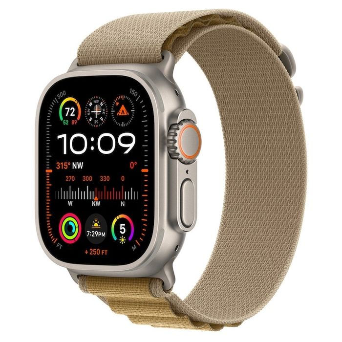 Curea pentru Apple Watch 49mm, Tan Alpine Loop, Natural Titanium