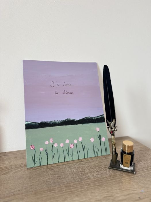 Tablou decorativ pictat manual – „It’s Time to Bloom”