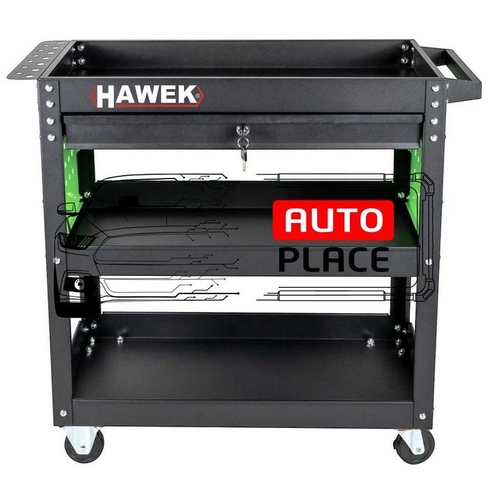 Количка за инструменти с 3 рафта,поставка за отвертки и чекмедже HAWEK
