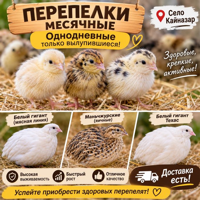 Перепелки месячные, моррда Техас , белый гигант, манчжурские,