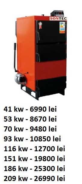 Cazan combustibil solid lemn 29 kw cu ventilator si panaou de comanda