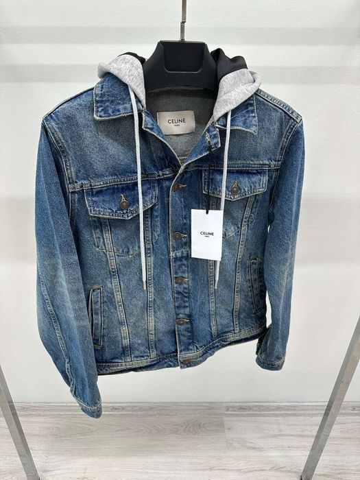 Celin€ - Свободно дънково яке с качулка и щампа