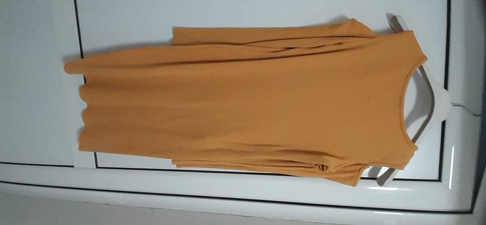 НОВО !!! Жълта рипсова рокля - С размер