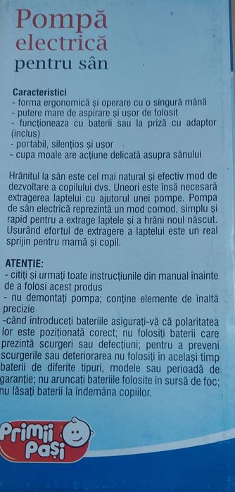 Vand pompa electrica pentru san primi pasi
