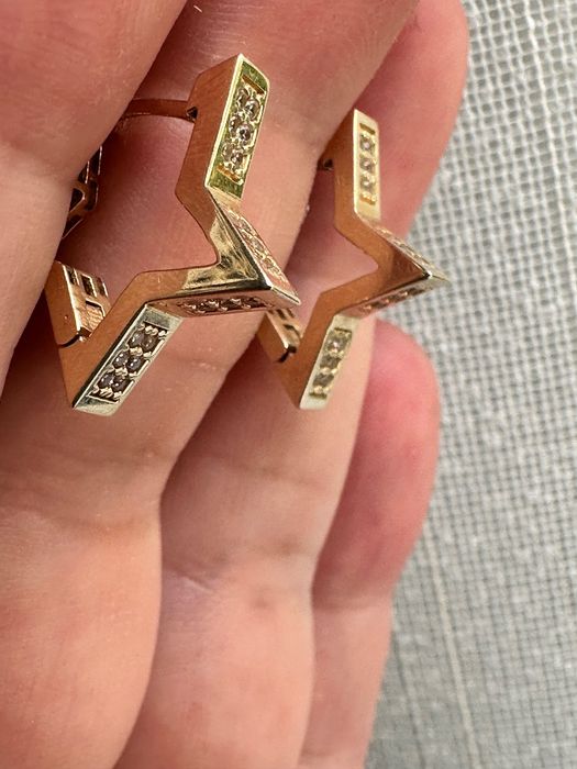 Cercei aur 14k Stele cu zirconii, 3.58 g strălucitori