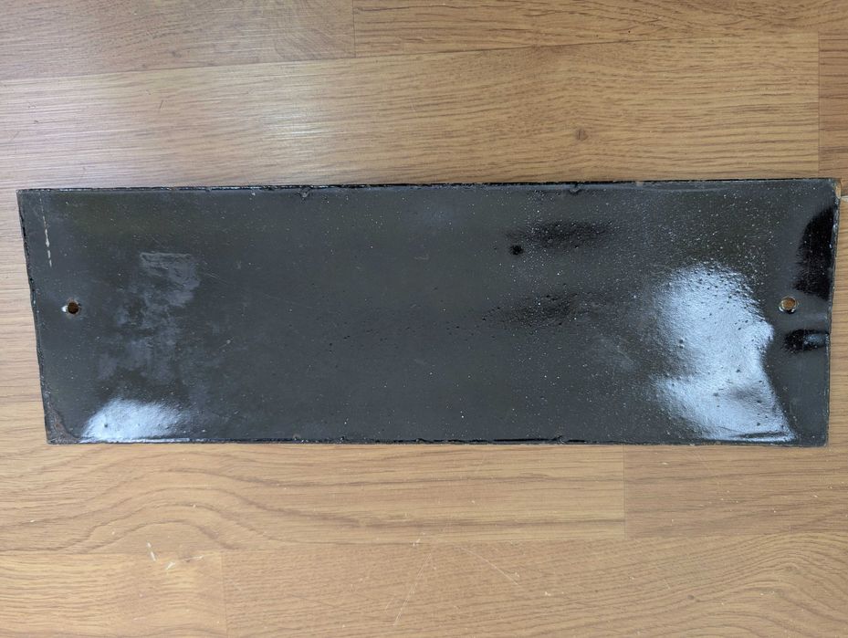 Стара емайлирана табела "ОТК", бяла, 10 х 30 см