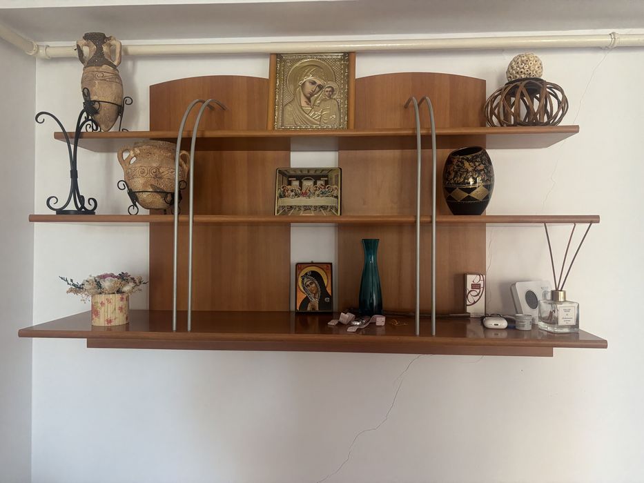 Raft de perete + birou (set), culoare lemn natur