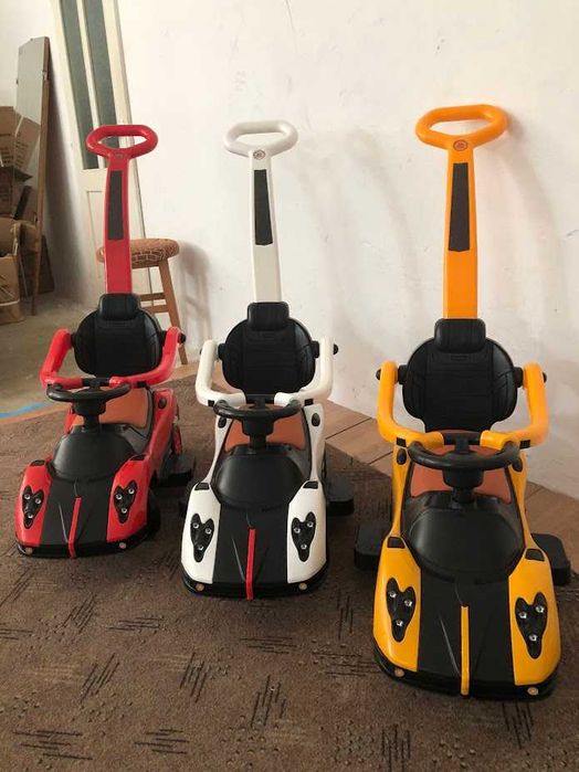 Masinuta copii si bebe, 3in1, cu melodii, maner de impins pentru parinti, bara de protectie, design modern si copertina