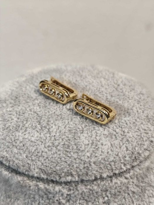 Cercei aur 14K cu trei pietre – eleganță delicată, 2,47 g