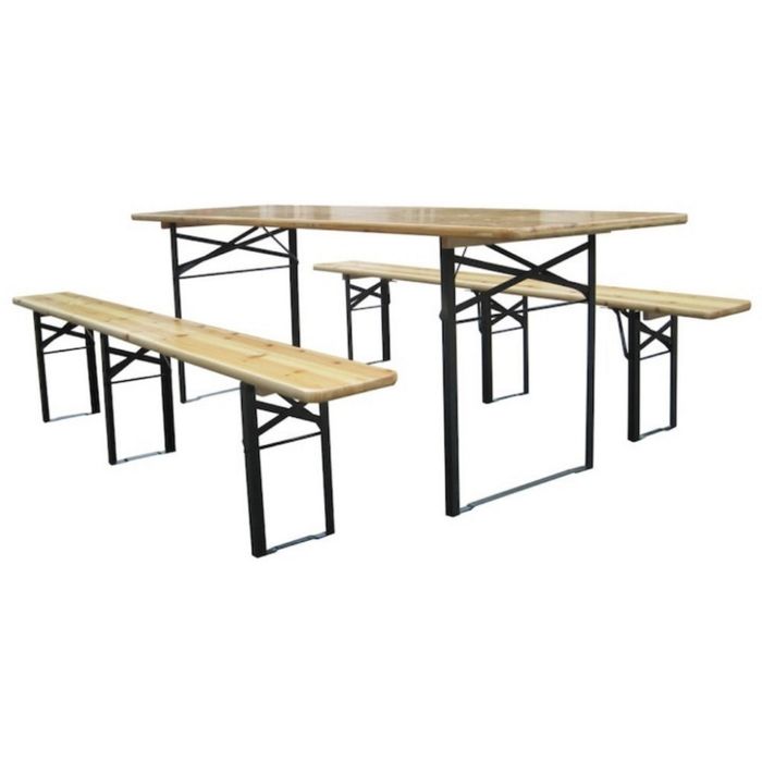 Сгъваем комплект градинска маса с 2 пейки - От чамово дърво