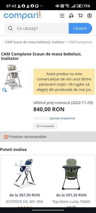 Scaun servit masa copii mici bebelusi pliabil, de firma