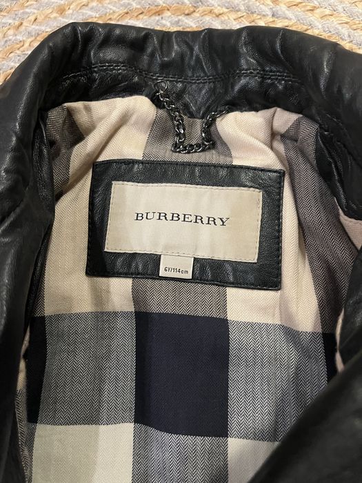 Burberry Kids Unisex Black Lamb Leather Biker Jacket